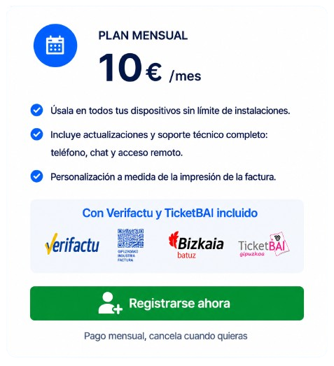 Plan mensual TallerMatic para talleres mecánicos con Verifactu incluido