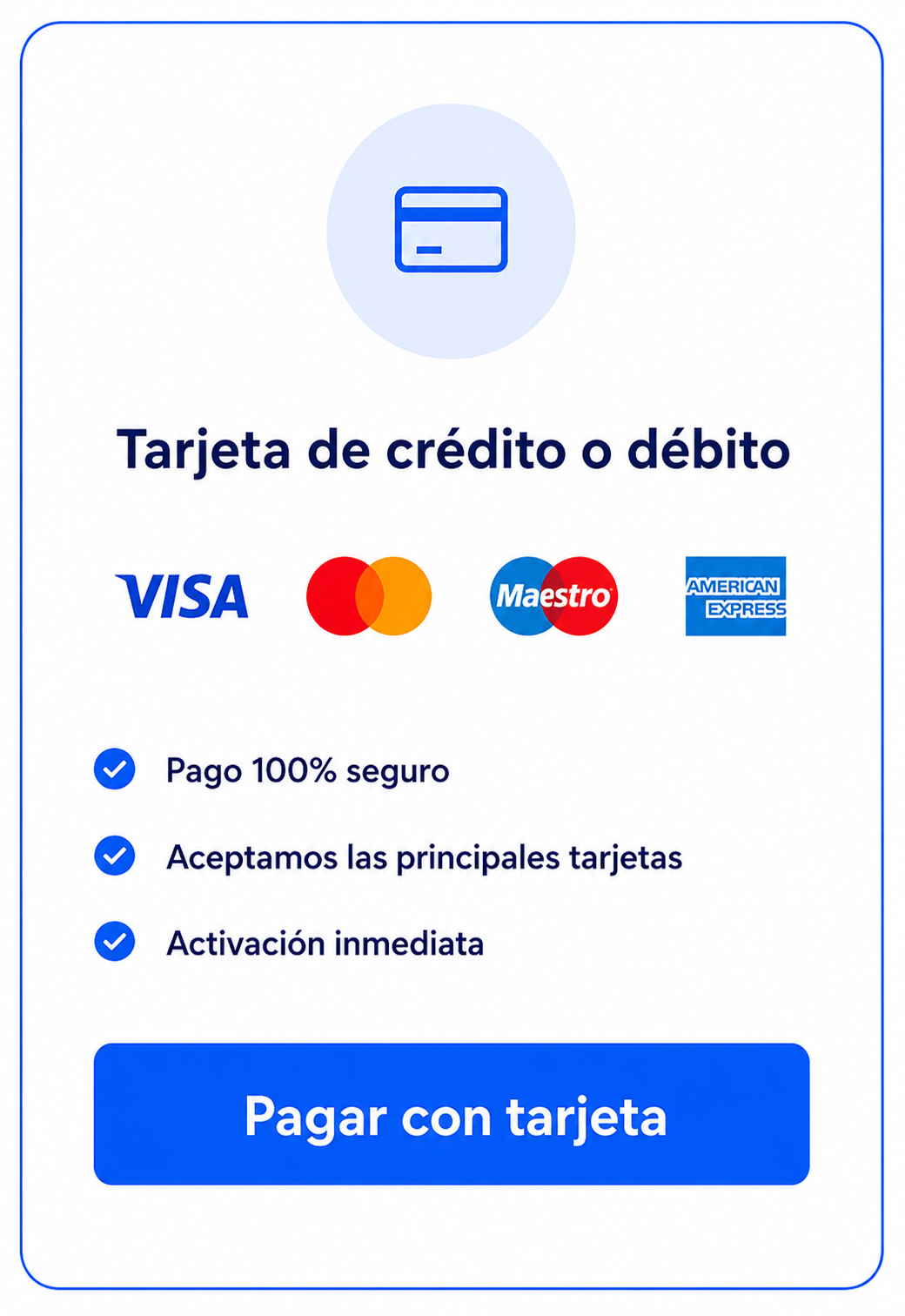 Paga de forma cómoda y segura tu licencia de uso TallerMatic con tarjeta de crédito o débito.
