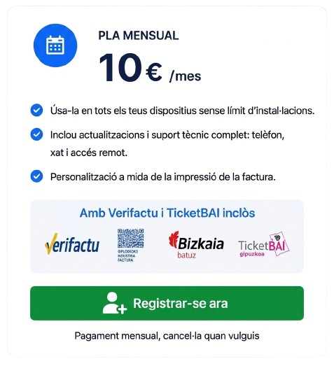 Pla mensual TallerMatic per a tallers mecànics amb Verifactu inclòs