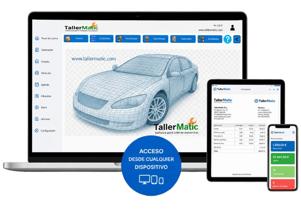 Programa para talleres mecánicos compatible con PC tablet y móvil